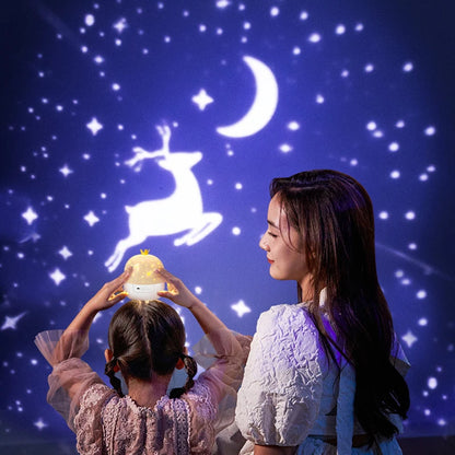 Star Projector with Music Rotatable Crown Night Light 15/21 Projection Theme Atmosphere Light 3 Light Modes for Kids Room ﻿