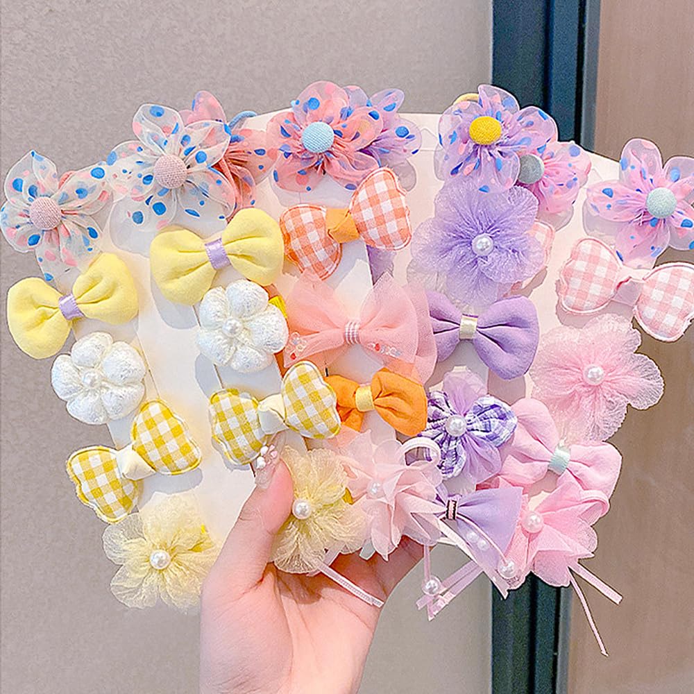 40pcs Flower Hair Ties with Bows Bow Hair Tie Kids Mini Hair Bows for Baby Girls Bow Hair Clips Tiny Small Flower Hair Clips Flower Clips Hair Bow Hair Clip Bow Clip Hair Bows Clips Hair Accessories