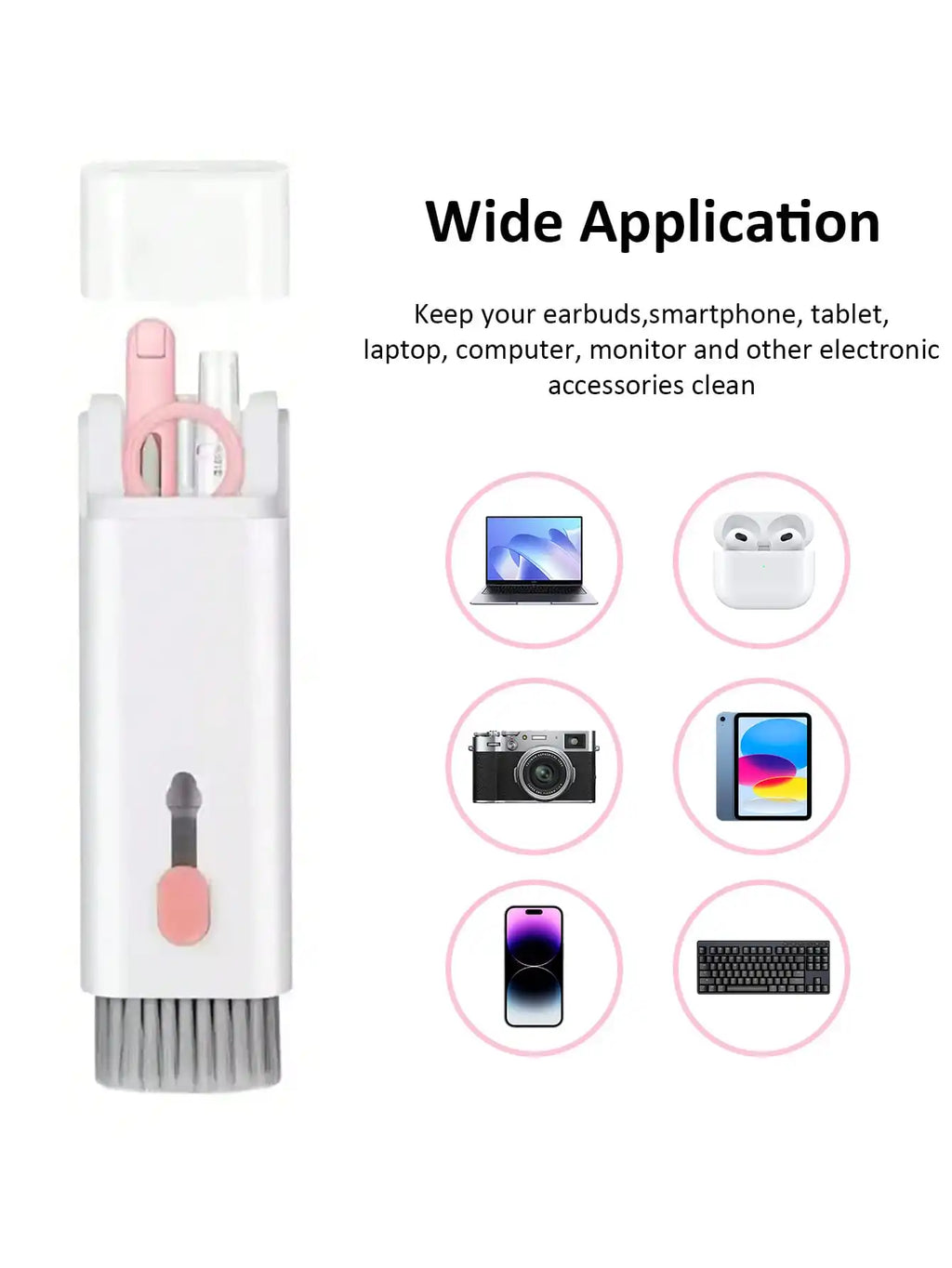 7-In-1 Cleaning Kit, Includes Earphone Cleaning Pen, Cleaning Cloth, Brush, Key Extractor, Detachable Memory Stick, Cleaning Tip, Phone Holder, Density Brush, Laptop Keyboard Cleaning Set, Electronic Screen Cleaning Tools, Multi-Functional Brush For Camer