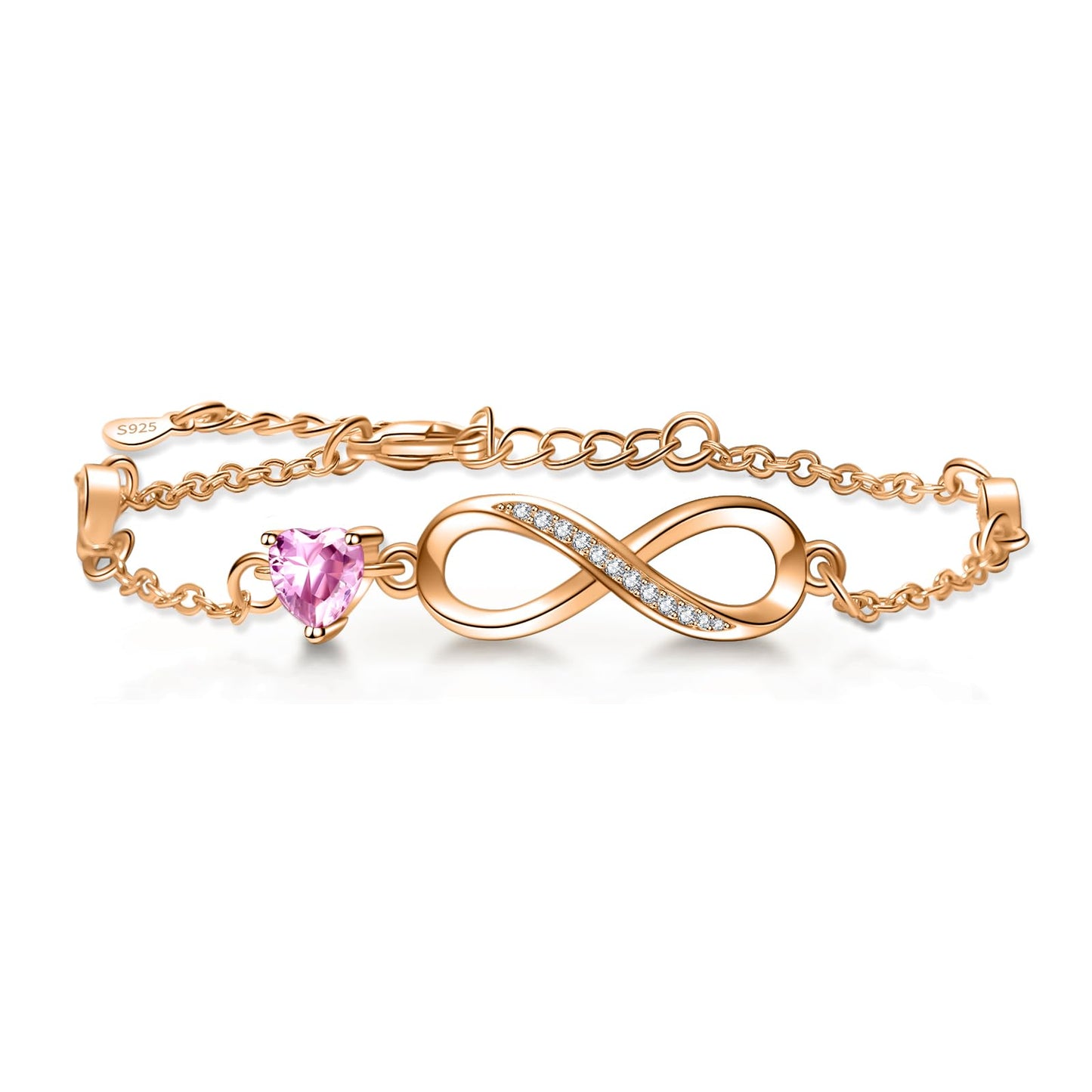 Valentines Day Gifts Bracelets for Women Sterling Silver Infinity Heart Bracelet Charms Bracelet Trendy Dainty Gift for Womens Wife Bride Sister Friend Valentines Day Gifts for Her