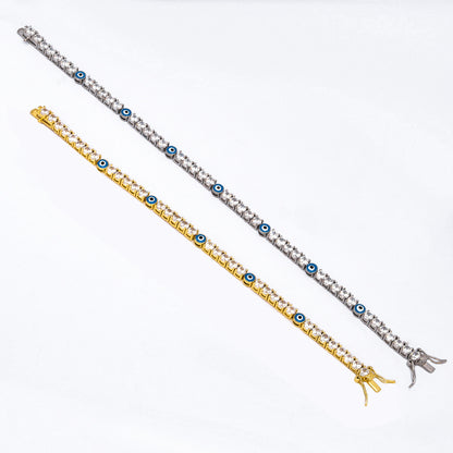Hip Hop Style Tennis Bracelet with Zircon Devil Eye