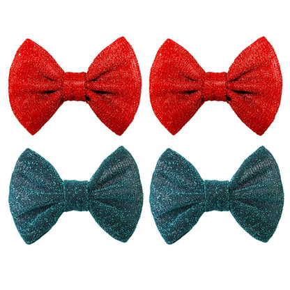 Christmas Hair Bows Clips Red Glitter Alligator Hair Clips Bows for Girls Christmas Green Barrettes Little Bow Hairpins Toddler Teens Sparkly Hair Accessories for Kids Teens Gift