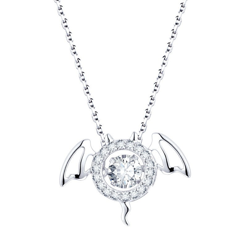 S925 Silver Necklace with Zircon Devil Design