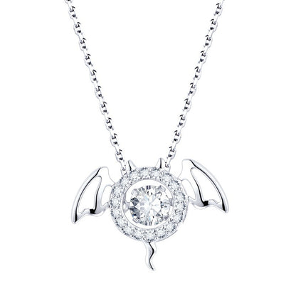 S925 Silver Necklace with Zircon Devil Design