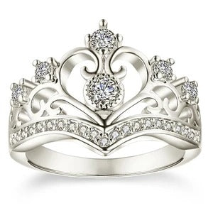 Crown Ring with 18K Gold Plating and Zircon Stones