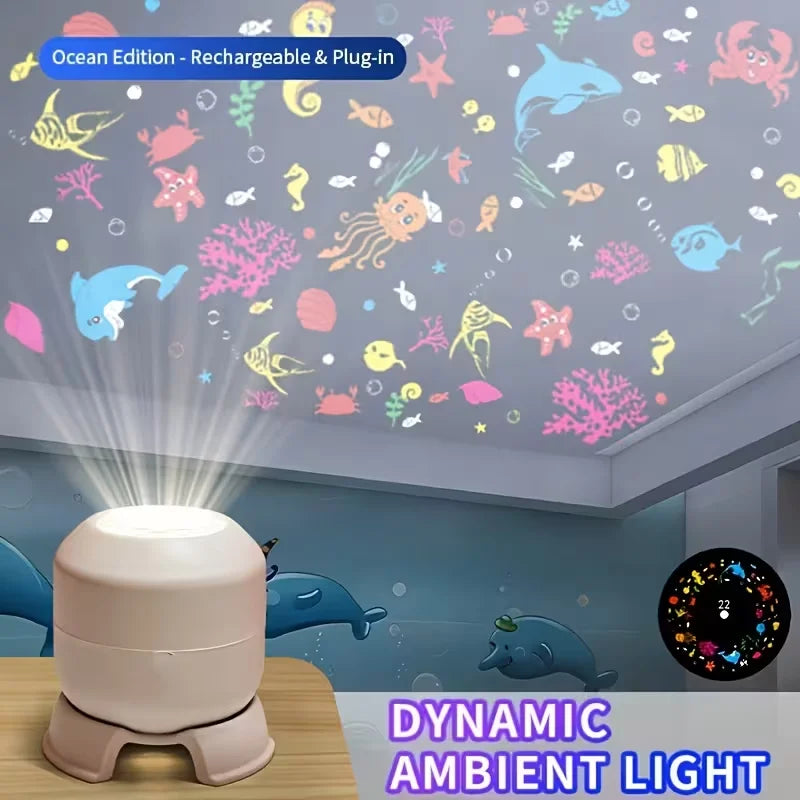 LED Ocean Projector Light – 360° Rotating Ambient Lamp