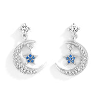 S925 Silver Earrings with Moon and Star Design