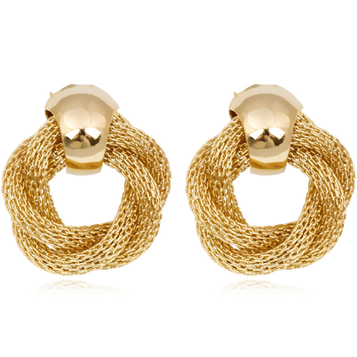 REELMAR Gold Geometric Clip On Earrings for Women Trendy Twisted Chain Dupes Earrings Minimalist Statement Earrings No Piercing Clips (Chain-Gold)