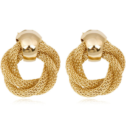 REELMAR Gold Geometric Clip On Earrings for Women Trendy Twisted Chain Dupes Earrings Minimalist Statement Earrings No Piercing Clips (Chain-Gold)