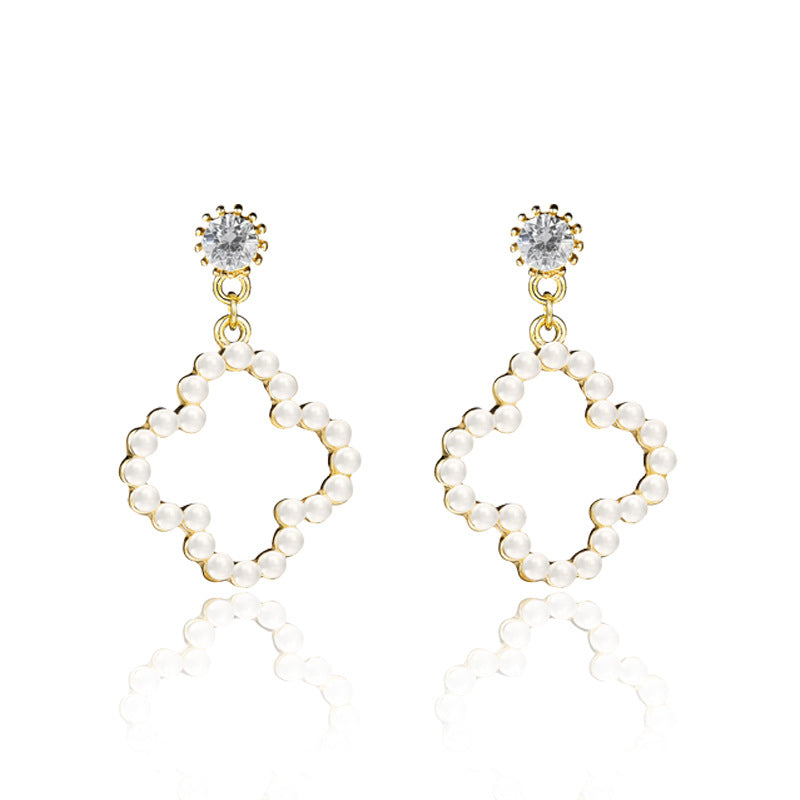 925 Silver Bow Earrings with Pearl Heart and Tassels