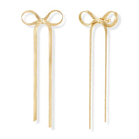 Follome Gold Bow Dangle Drop Earrings for Women 18K Gold Plated Ribbon Earrings Dainty Ribbon Bow Shape Earrings Statement Bow Ribbon Stud Earrings Jewelry Gift
