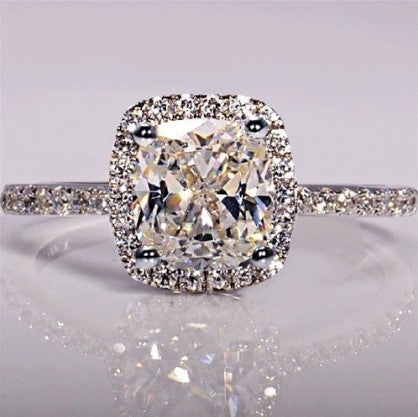 Square Zircon Ring with Gold Plating and Diamonds