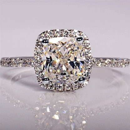 Square Zircon Ring with Gold Plating and Diamonds