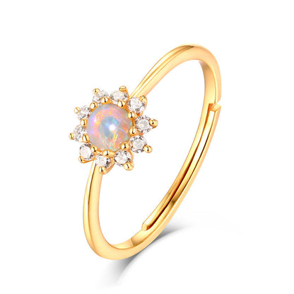 S925 Silver and 9K Gold Sunflower Adjustable Ring