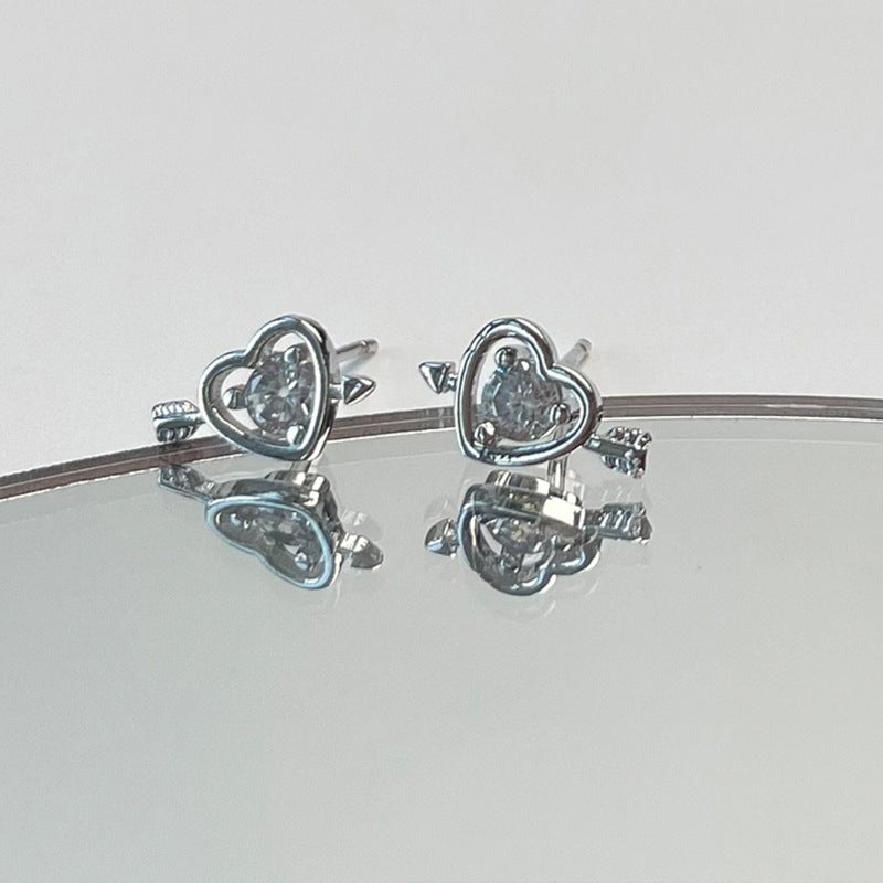 Heart Pearl 925 Silver Needle Earrings with Tassels