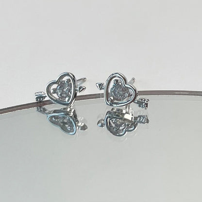 Heart Pearl 925 Silver Needle Earrings with Tassels