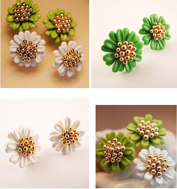 Korean Style Fresh Daisy Colorful Flower Stud Earrings