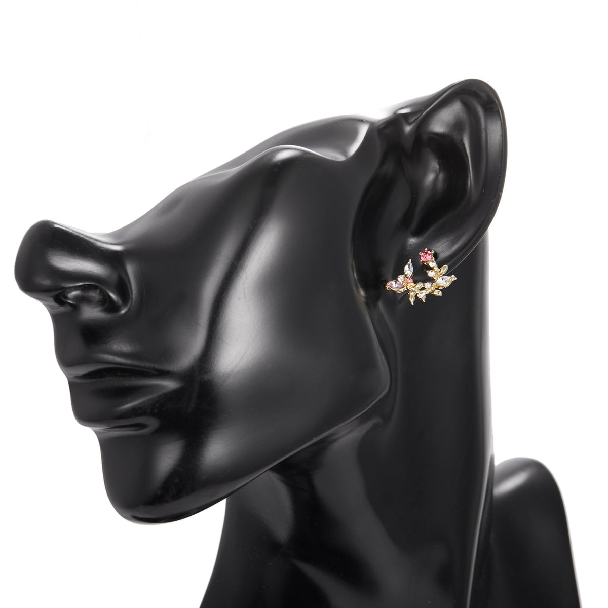 2022 Korean Style Leaf Earrings with Zircon Inlay
