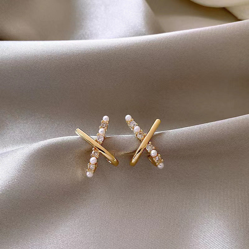 Heart Pearl 925 Silver Needle Earrings with Tassels