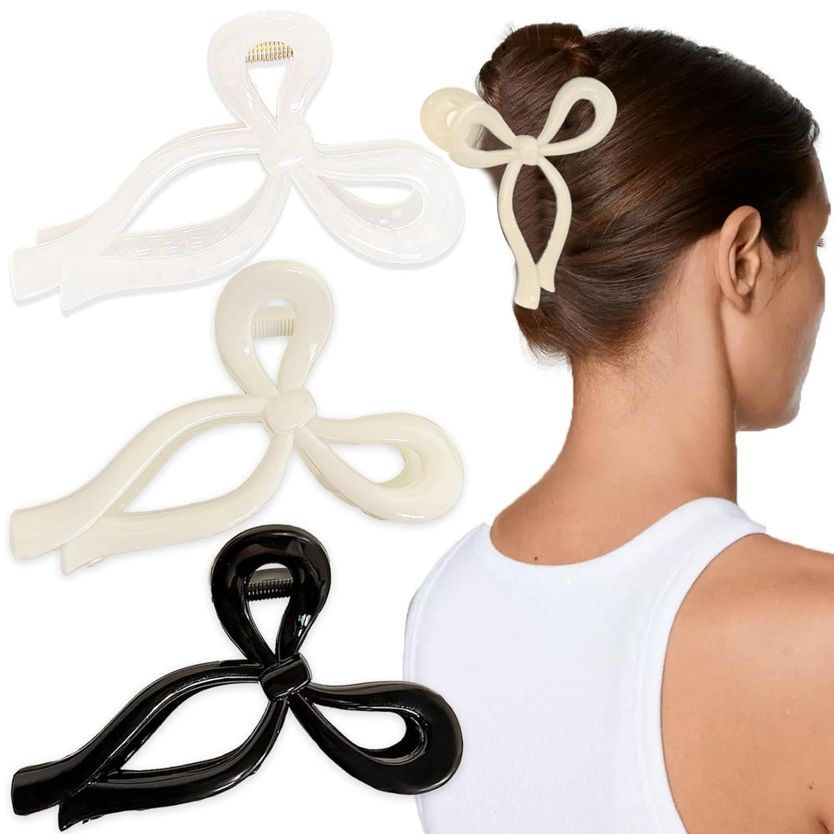 Chic Trio Bow Hair Clips - Large 4.3