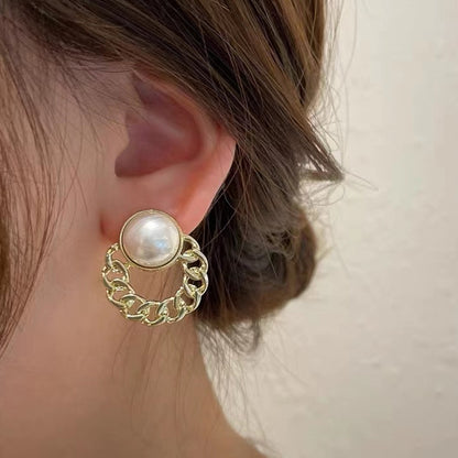 Heart Pearl 925 Silver Needle Earrings with Tassels