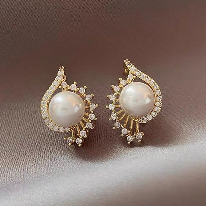 Heart Pearl 925 Silver Needle Earrings with Tassels