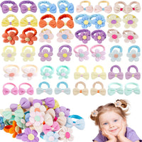 Toddler Hair Ties for Girls No Damage Elastics Hair Ties Little Girls Hair Ties Toddler Hair Accessories Multicolor Flower Bow Hair Ties