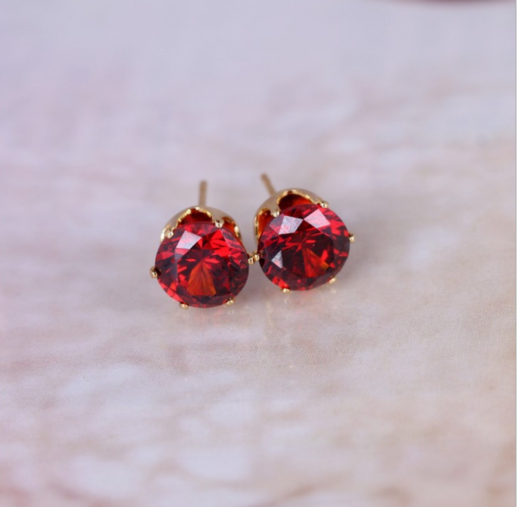 Korean Fashion Stud Earrings with Colorful Zirconia