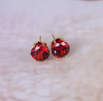 Korean Fashion Stud Earrings with Colorful Zirconia