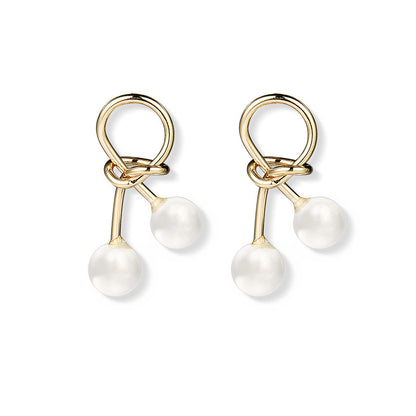 925 Silver Bow Earrings with Pearl Heart and Tassels