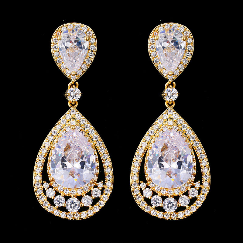 Colorful Waterdrop Earrings with Zircon Inlay