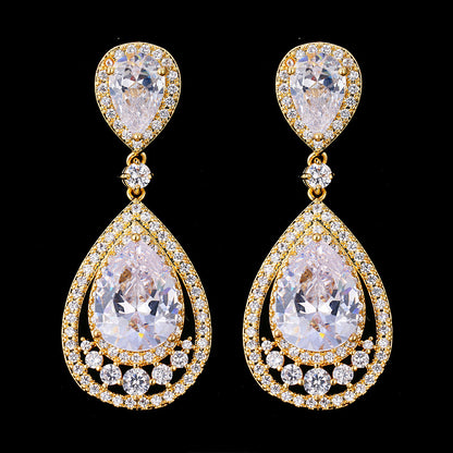 Colorful Waterdrop Earrings with Zircon Inlay