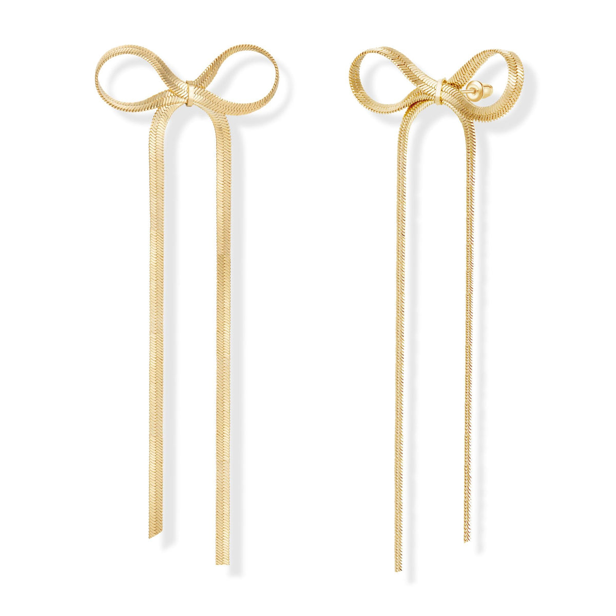 Follome Gold Bow Dangle Drop Earrings for Women 18K Gold Plated Ribbon Earrings Dainty Ribbon Bow Shape Earrings Statement Bow Ribbon Stud Earrings Jewelry Gift