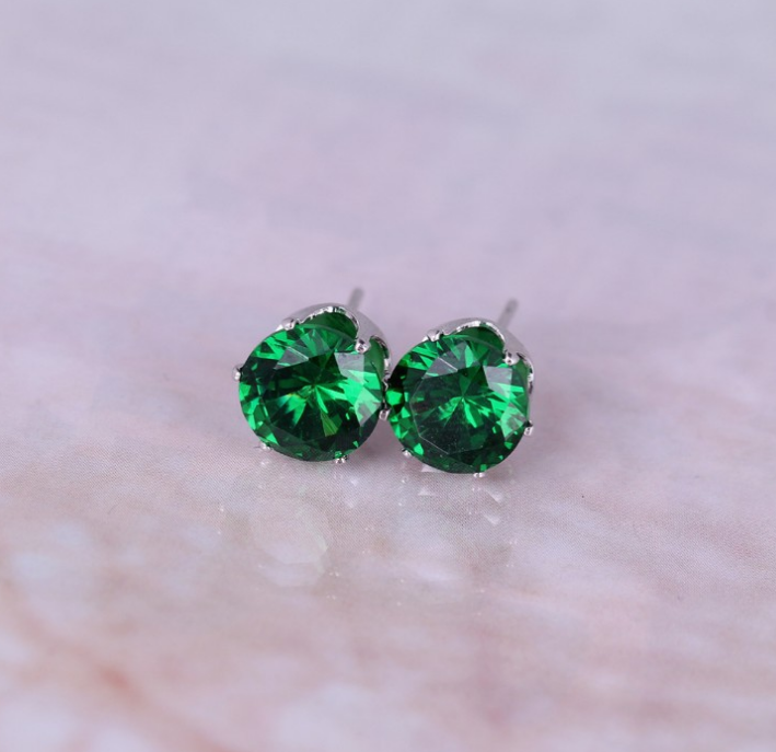 Korean Fashion Stud Earrings with Colorful Zirconia