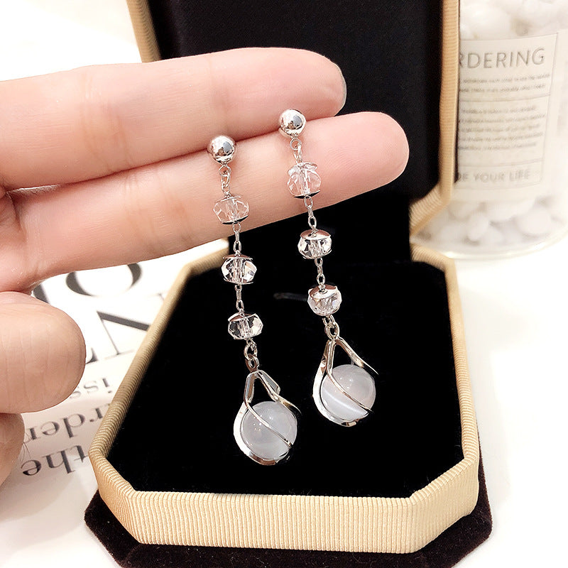 925 Silver Bow Earrings with Pearl Heart and Tassels