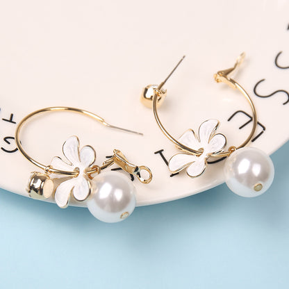 925 Silver Bow Earrings with Pearl Heart and Tassels
