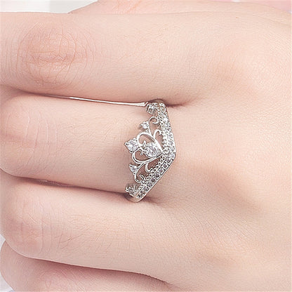 Crown Ring with 18K Gold Plating and Zircon Stones