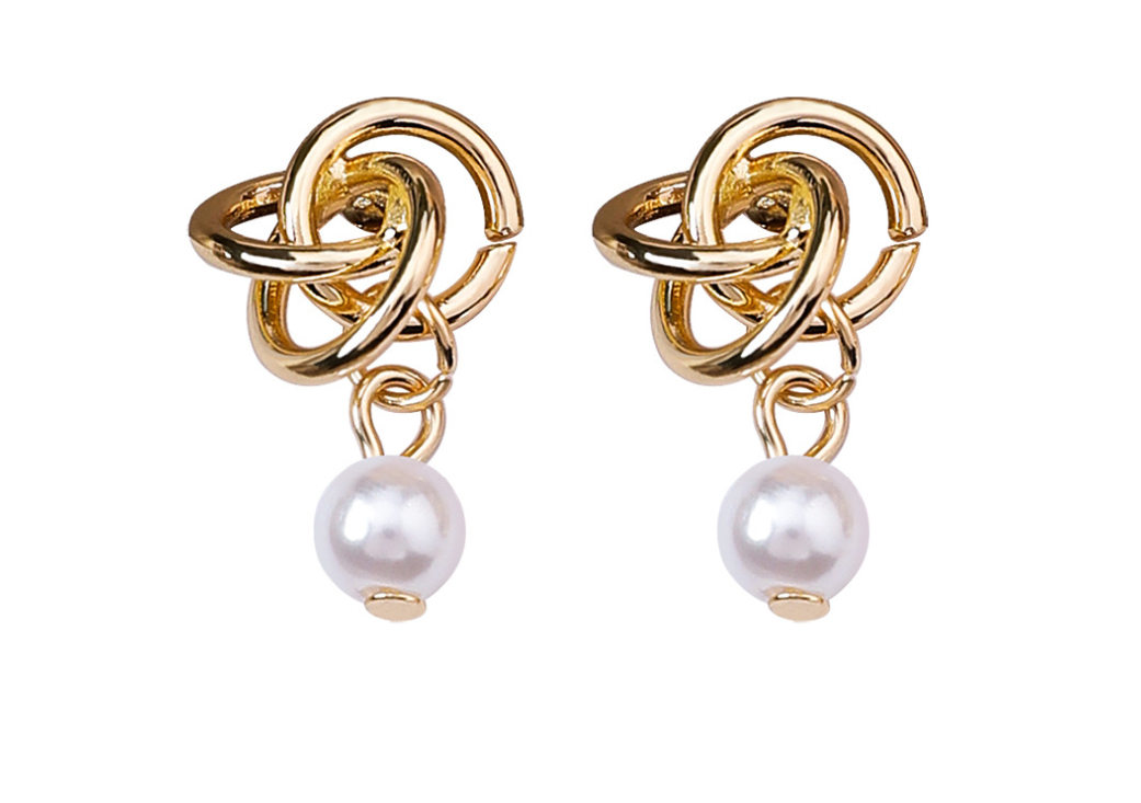 Heart Earrings with Pearl Studs and Snowflake Bow