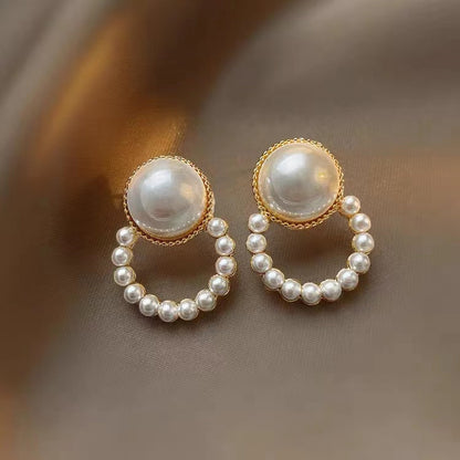 Heart Pearl 925 Silver Needle Earrings with Tassels