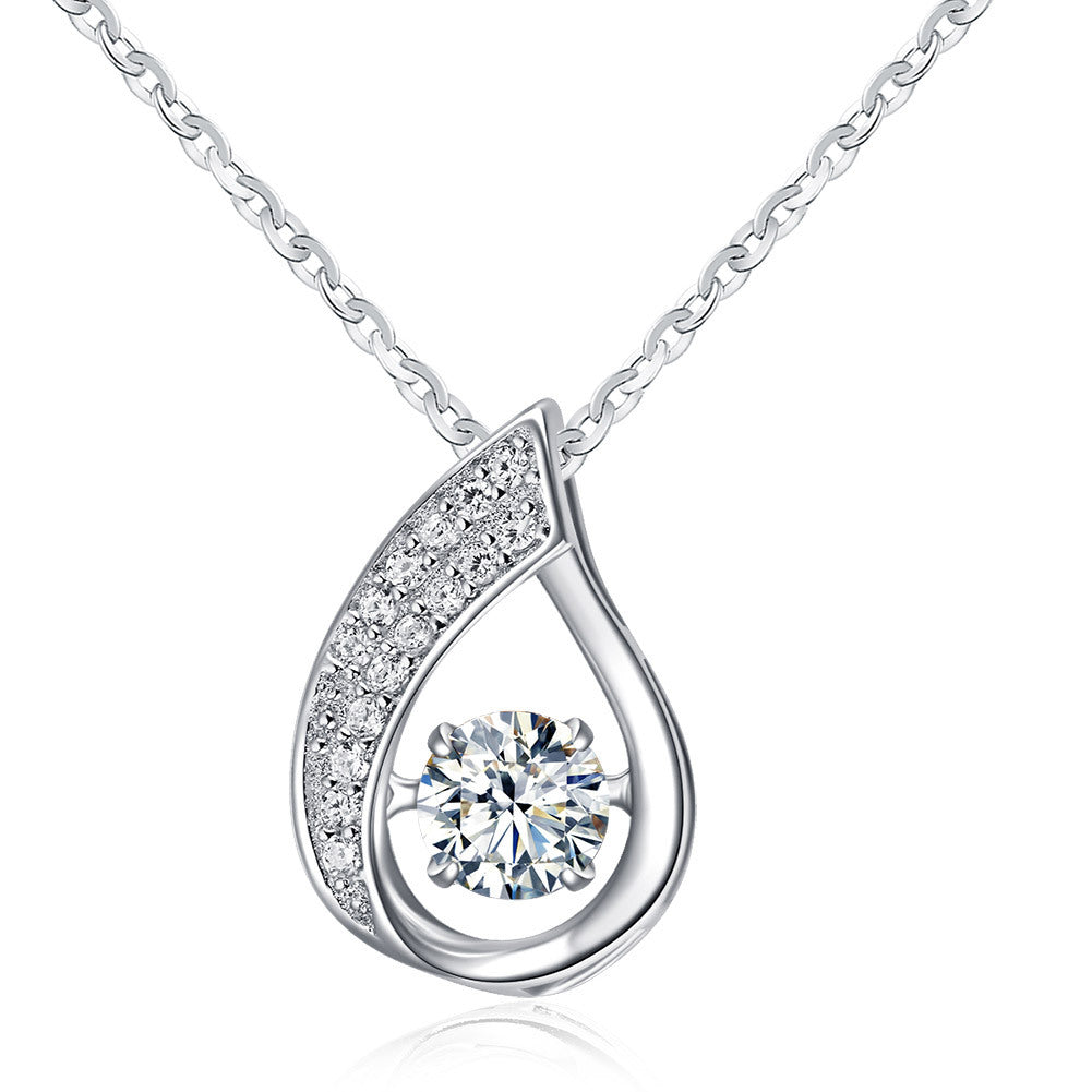 S925 Silver Necklace with Heart Pendant and Inlay