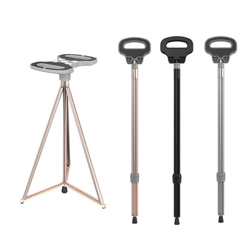 Folding Walking Stick with Built-In Seat – Lightweight Aluminum Cane