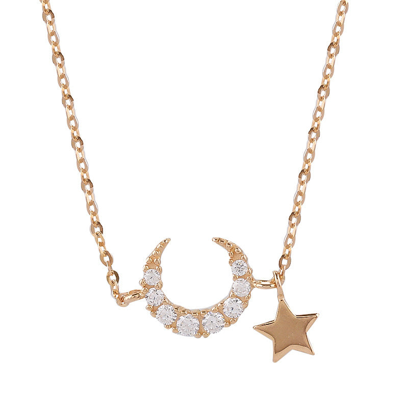 925 Silver Moon Star Necklace - Minimalist Design