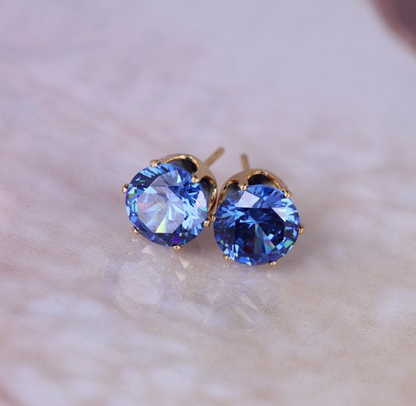 Korean Fashion Stud Earrings with Colorful Zirconia