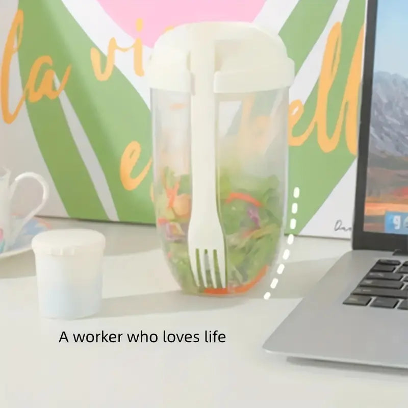 Fresh Salad Meal Shaker Cup – Portable Salad Container with Fork