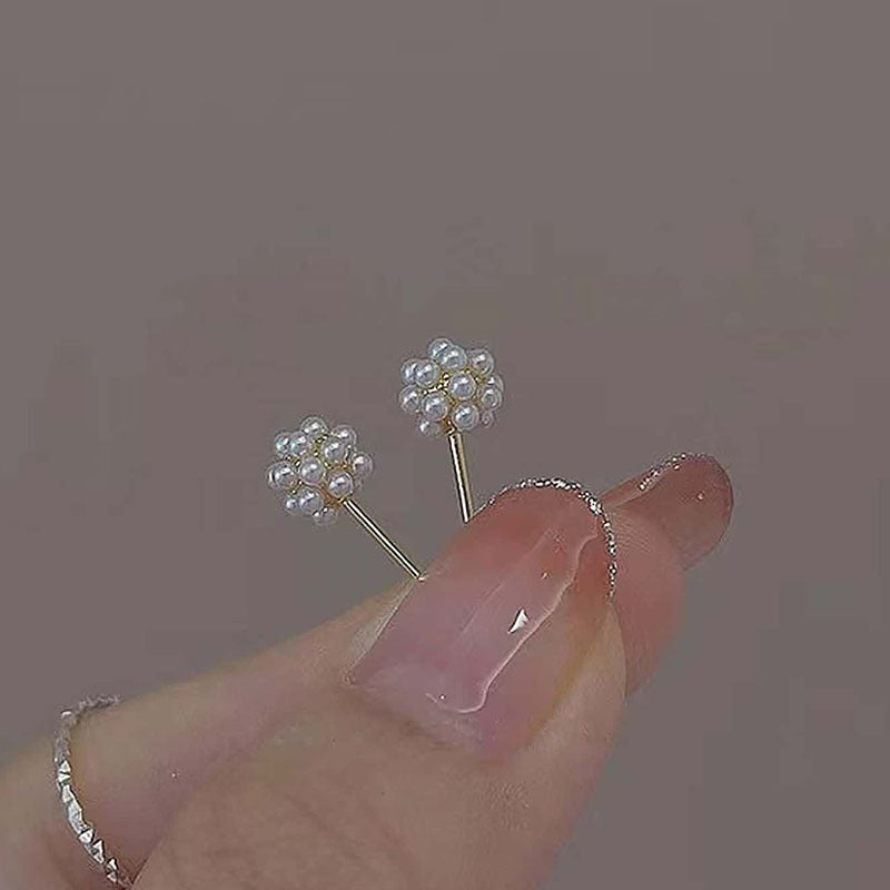 Heart Pearl 925 Silver Needle Earrings with Tassels