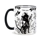Silkwishes Black Cat Mug – 11oz Boho Cat Lover Gift for Women