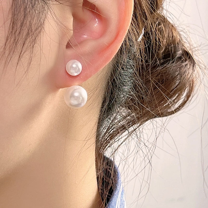 Heart Pearl 925 Silver Needle Earrings with Tassels