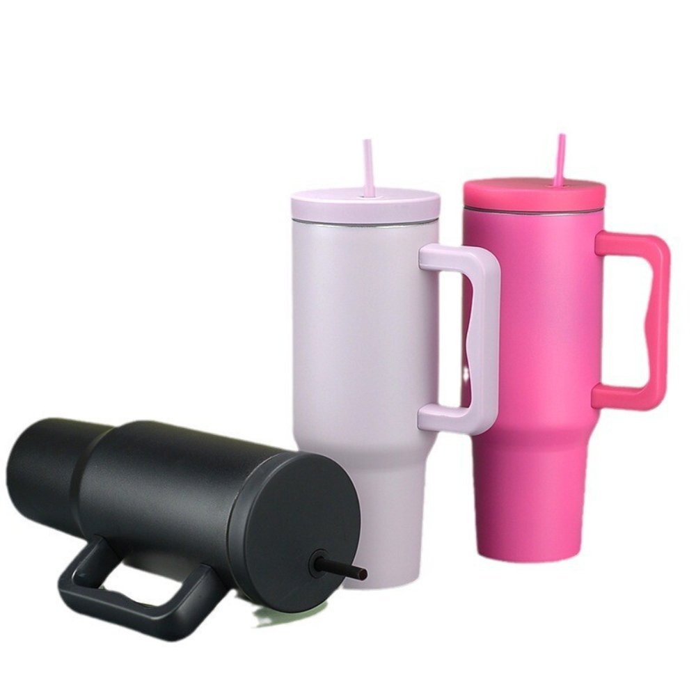 40oz Insulated Tumbler with Handle & Straw