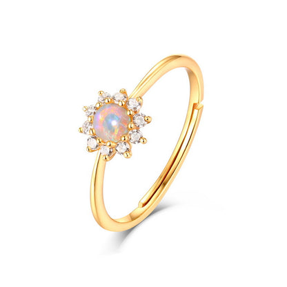 S925 Silver and 9K Gold Sunflower Adjustable Ring