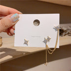Korean Style Asymmetrical Meteor Earrings with Zircon